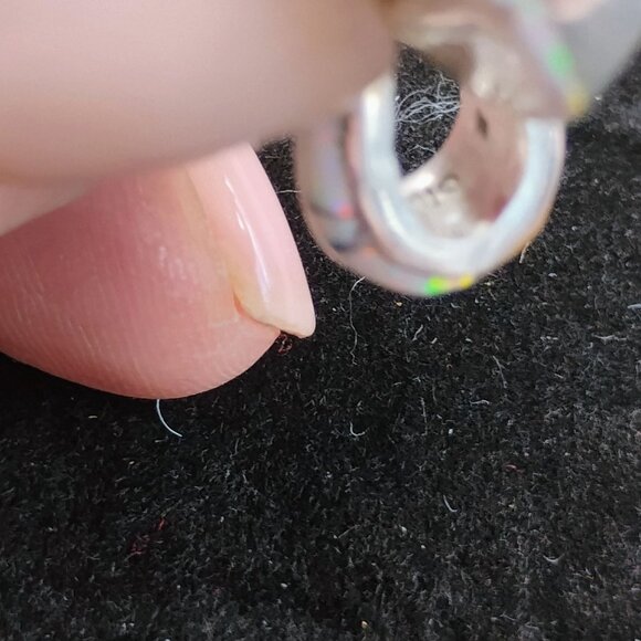 Signed SM Sterling Heart Shaped Inlay Gemstone Pendant Reversible Double Sided - Picture 8 of 11